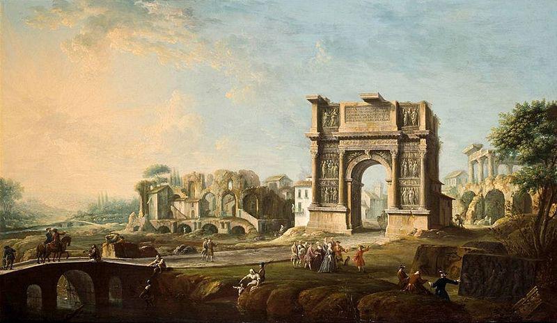 Antonio Joli The Arch of Trajan at Benevento oil on canvas painting by Antonio Joli. Germany oil painting art